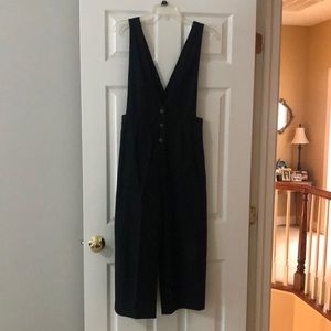 Black cropped overalls